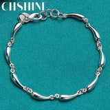 925 Silver Water Drop Raindrop Chain Bracelet Women Wedding Engagement Charm