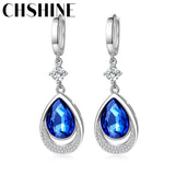 925 Silver Water Drop Sapphire Earrings Wedding Banquet Party Gift