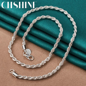 925 Silver Water Wave Chain Necklace 16-24 Inch