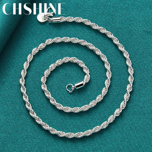 925 Silver Water Wave Chain Necklace 16-24 Inch