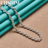 925 Silver Water Wave Chain Necklace 16-24 Inch