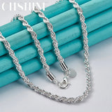 925 Silver Water Wave Chain Necklace 16-24 Inch