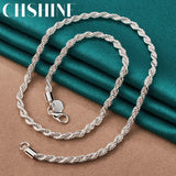 925 Silver Water Wave Chain Necklace 16-24 Inch