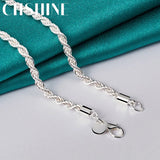 925 Silver Water Wave Chain Necklace 16-24 Inch