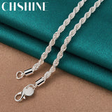 925 Silver Water Wave Chain Necklace 16-24 Inch