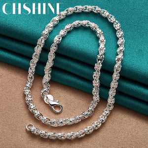 925 Silver Water Wave Chain Necklace For Women Men