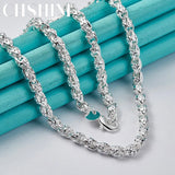 925 Silver Water Wave Chain Necklace For Women Men