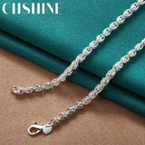 925 Silver Water Wave Chain Necklace For Women Men