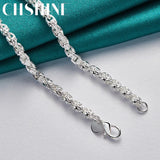 925 Silver Water Wave Chain Necklace For Women Men