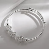 Sterling Silver Heart Bangles for Women - Wedding Party Jewelry