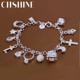 925 Silver Bracelet with Valentine Charms for Women