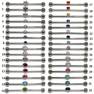 14G Titanium Industrial Barbell Gem Top Earrings