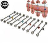 14G Titanium Industrial Barbell Gem Top Earrings