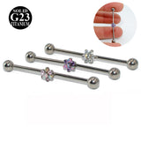 14G Titanium Industrial Barbell Gem Top Earrings