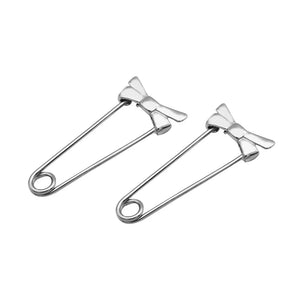 925 Sterling Silver Bowknot Safety Pin Earrings Studs for Women