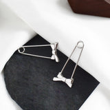 925 Sterling Silver Bowknot Safety Pin Earrings Studs for Women
