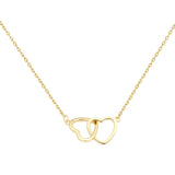 Double Heart Choker Necklace 14K Plated Jewelry