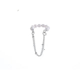 Women's Pearl Ear Clip Tassel Chain Earrings Silver French Jewelry