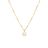 Pearl Pendant Necklace 14K Plated Choker Chain for Women