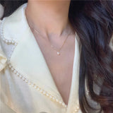 Pearl Pendant Necklace 14K Plated Choker Chain for Women