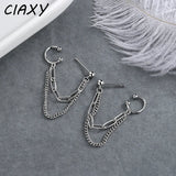 Silver Double-layer Chain Earrings for Women Personality Ear Studs