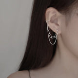 Silver Double-layer Chain Earrings for Women Personality Ear Studs