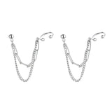 Silver Double-layer Chain Earrings for Women Personality Ear Studs