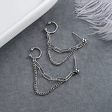 Silver Double-layer Chain Earrings for Women Personality Ear Studs