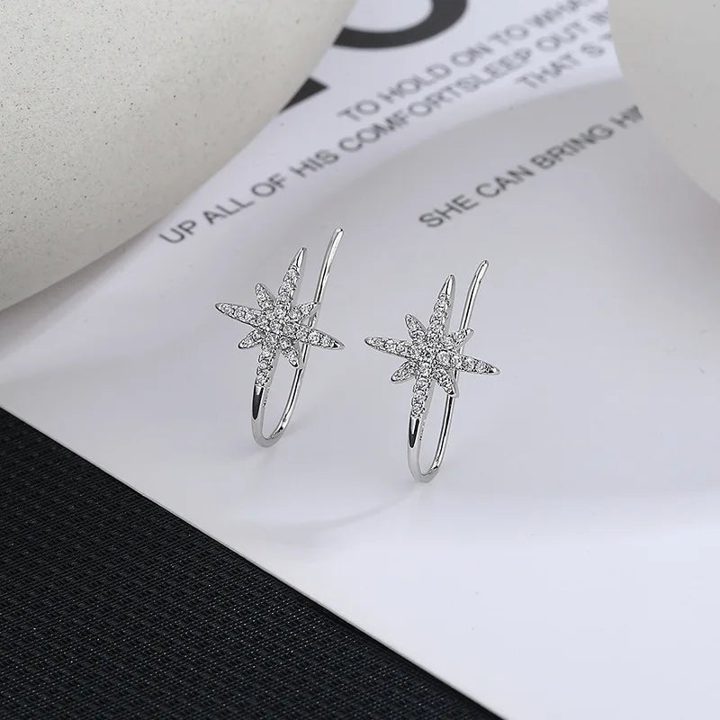Zircon Inlaid Star Earrings for Women
