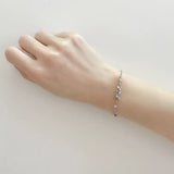 Silver Flower Bracelet with Flash Zircon Inlay