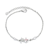 Silver Flower Bracelet with Flash Zircon Inlay