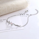 Silver Flower Bracelet with Flash Zircon Inlay