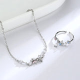 Silver Flower Bracelet with Flash Zircon Inlay