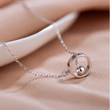 Silver Geometric Beads Circle Pendants Necklace Tassel Chain Choker Jewelry