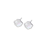 Silver Geometric Mother of Pearl Stud Earrings