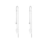 Silver Hollow Leaves Earrings for Women Tassel Ear Chain Earring
