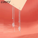 Silver Hollow Leaves Earrings for Women Tassel Ear Chain Earring