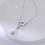 Silver Star Choker CZ Tassel Necklace