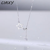 Silver Star Choker CZ Tassel Necklace