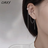 Silver Zircon Wave Ear Bone Clip Earrings for Women