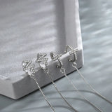 Silver Zircon Wave Ear Bone Clip Earrings for Women