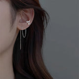 Silver Zircon Wave Ear Bone Clip Earrings for Women
