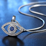 Silver Micro Zircon Evil Eye Choker Necklace