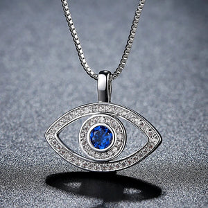 Silver Micro Zircon Evil Eye Choker Necklace