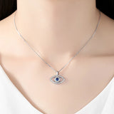 Silver Micro Zircon Evil Eye Choker Necklace