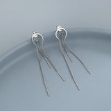 Silver Moon Crescent Arc Chain Earrings Long Tassel Ear Line Jewelry