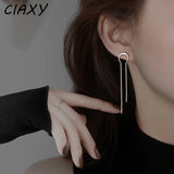 Silver Moon Crescent Arc Chain Earrings Long Tassel Ear Line Jewelry