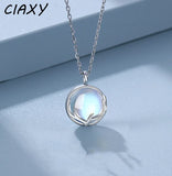 Silver Moonstone Pendant Necklaces Deer Antlers Clavicle Chain Jewelry