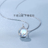 Silver Moonstone Pendant Necklaces Deer Antlers Clavicle Chain Jewelry