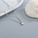 Silver Natural Mother-of-pearl Peach Heart Necklace Female